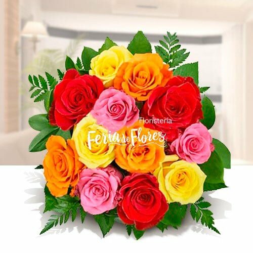 Corsage or Bouquet of Multicolored Roses