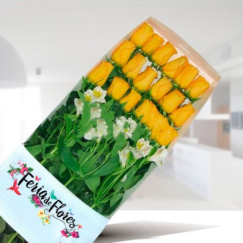 FL019 Caja de 18 Rosas Amarillas 1