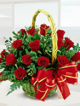 Floral Basket with 24 Roses
