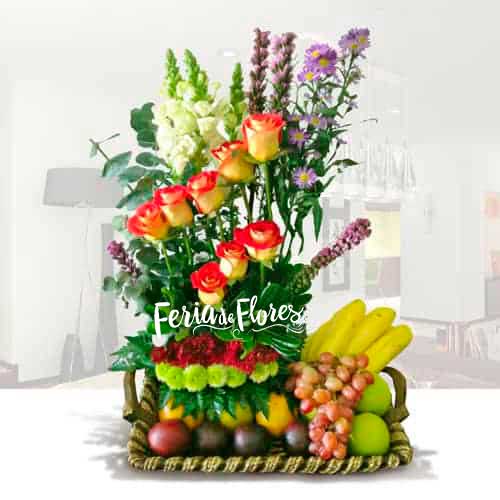 DR036 Arreglo Floral con Frutas Hadar